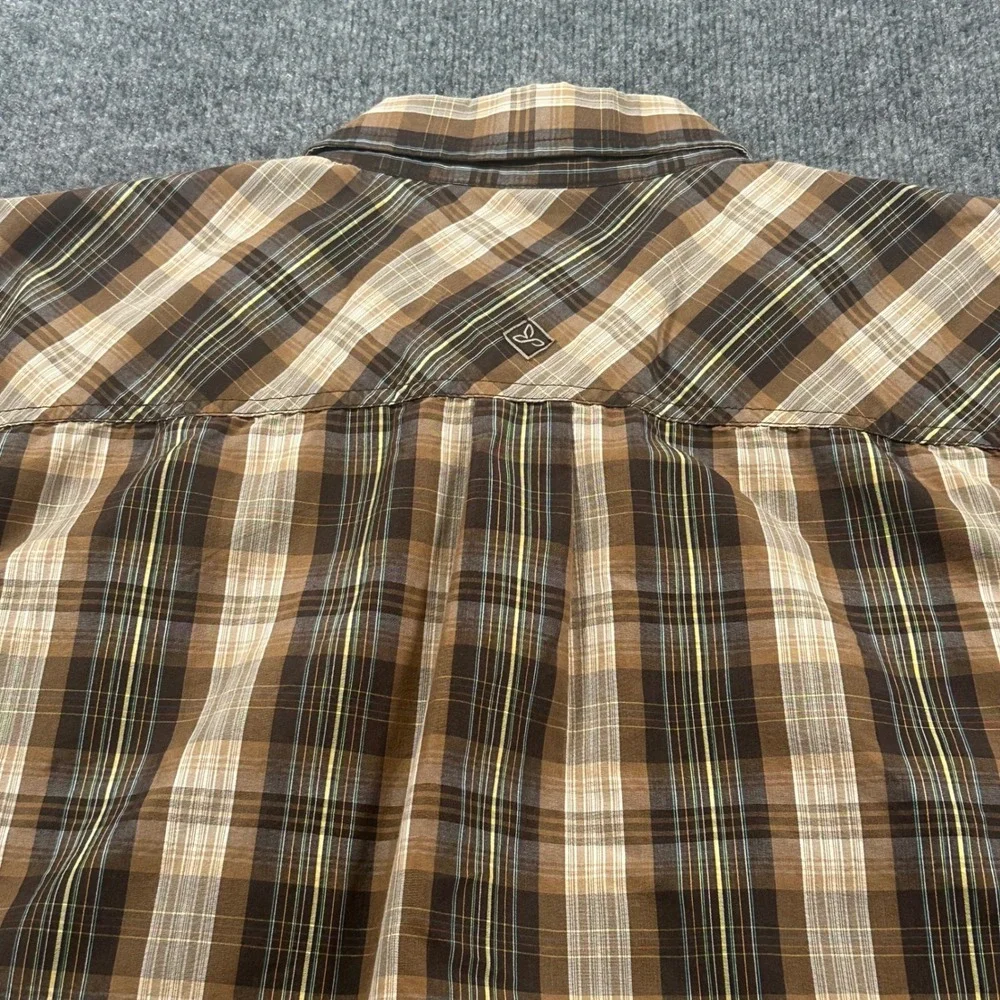 Prana Men's XL Organic Cotton Blend‎ Plaid Short Sleeve Button Up Shirt